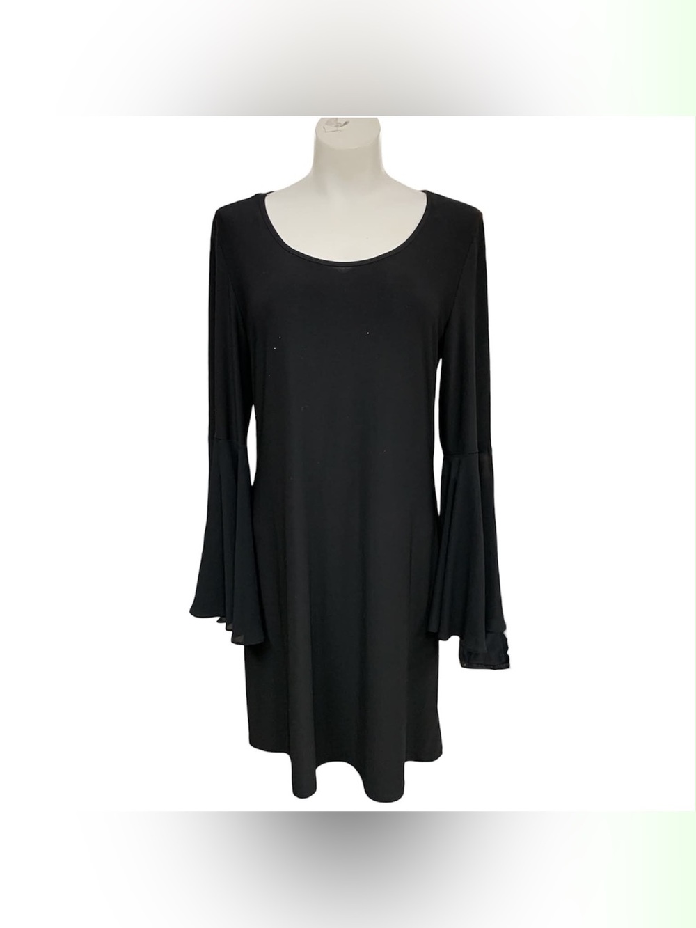 MSK Black Long-Sleeve Dress with Flared Bell Cuffs Size L